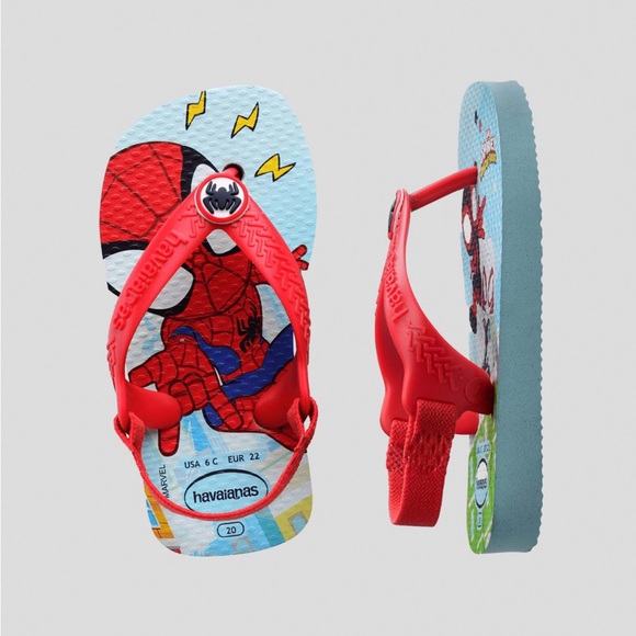 Havaianas Kids Baby Marvel Flip Flops Spider-Man Sandals w Ankle Strap Toddler 6 - Picture 1 of 12